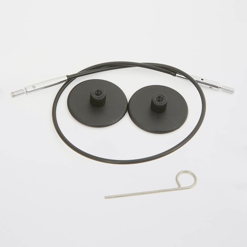 Knit Pro black silver ended cabel